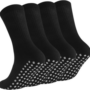 Non Slip Grip Socks for Men Women Crew Grippy Socks for Hospital Elderly