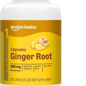 Amazon Basics Ginger Root Capsules, 550 mg, 100 Count