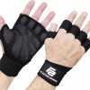 Fit Active Sports Ventilated Weight Lifting Gloves with Built-in Wrist Wraps, Workout Fingerless Gloves for Men and Women, Suitable for Gym Fitness, Cross Training, Etc | Large
