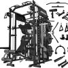 Mikolo Smith Machine with Weight Stack, Power Cage Home Gym System with LAT Pulldown & Cable Crossover, Multi-Functional Trainer with Dual Pulley System, Includes 10+ Free Attachments