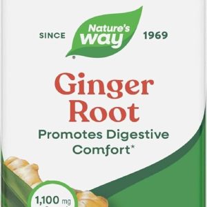 Nature’s Way Ginger Root Capsules,1,100 mg per Serving, Vegan, 240 ct | Non-GMO Project Verified Ginger Supplement for Digestive Comfort and Motion-related Nausea Support*, 240 Capsules