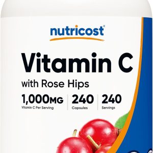 Nutricost Vitamin C with Rose Hips 1025mg, 240 Capsules, Gluten Free | Vitamin C 1,000mg, Rose Hips 25mg, GMO-Free
