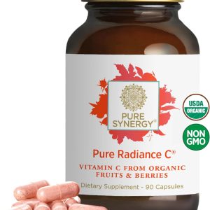 Pure Synergy Pure Radiance C Organic Vitamin C Capsules (90 Capsules) | 100% Natural, Whole Food, Non-GMO Supplement with Organic Camu Camu, For Immune & Collagen Support