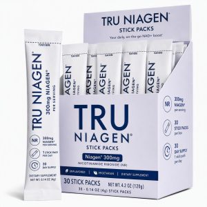 TRU NIAGEN NAD+ Supplement Powder, Nicotinamide Riboside 300mg, 30 Sticks | On-the-go NAD+ drink mix: Patented Niagen NR, 300mg per stick, to support cellular energy and healthy aging. Just mix & sip.