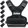 ZELUS Weighted Vest for Men Women,Adjustable 4-32lb Vest, Removable Weights | 4-10/11-20/20-32lb, 6 Ironsand Removable Weights, Reflective Strips, Waist Bag, Adjustable Buckle Strap, Strength Training