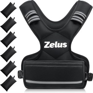 ZELUS Weighted Vest for Men Women,Adjustable 4-32lb Vest, Removable Weights | 4-10/11-20/20-32lb, 6 Ironsand Removable Weights, Reflective Strips, Waist Bag, Adjustable Buckle Strap, Strength Training