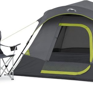 CORE 4 Person Instant Cabin Tent Camping Set | Includes 1 Pop Up Tent with 60 Second Setup, 1 Outdoor Table & 2 Camp Chairs | Perfect for Family Car Camping with Included Carry Bag