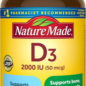 Nature Made Vitamin D3 2000 IU (50 mcg), 250 Vitamin D Softgels